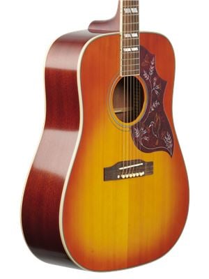 Epiphone Hummingbird Acoustic Electric Guitar Aged Cherry Sunburst Body Angled View